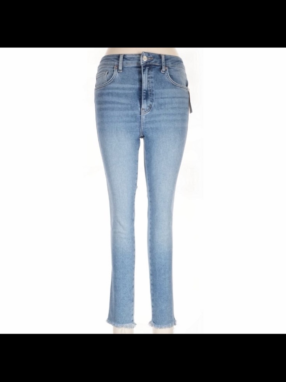 We The Free Light Blue High-Rise Slim Jeggings with Raw Hem